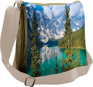 Lunarable Landscape Messenger Bag, Moraine Lake in Canada, Unisex Cross-body