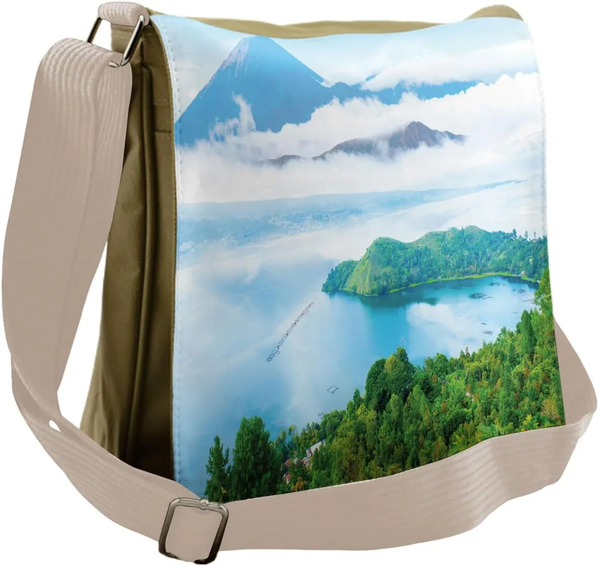 Lunarable Landscape Messenger Bag, Northern Nature Volcano, Unisex Cross-body