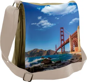 Lunarable Landscape Messenger Bag, Rocky Coast Scenic View, Unisex Cross-body