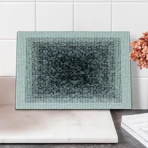 Lunarable Modern Art Cutting Board, Digital Futuristic Pixel Tech-Art with Dots Spots Artificial Abstract Pattern, Decorative Tempered Glass Cutting and Serving Board, Small Size, Grey Black