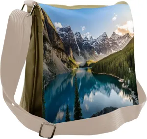 Lunarable Mountain Messenger Bag, Landscape of Moraine Lake, Unisex Cross-body
