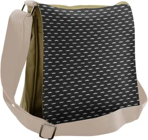 Lunarable Mustache Messenger Bag, Chalkboard Inspired Grungy, Unisex Cross-body