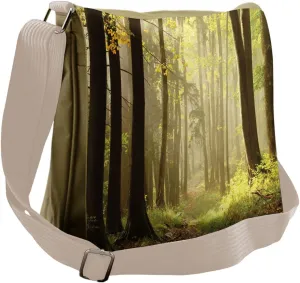 Lunarable Nature Messenger Bag, Misty Autumnal Woodland, Unisex Cross-body