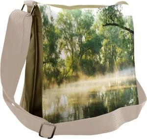 Lunarable Nature Messenger Bag, Surreal Misty Lake Scene, Unisex Cross-body