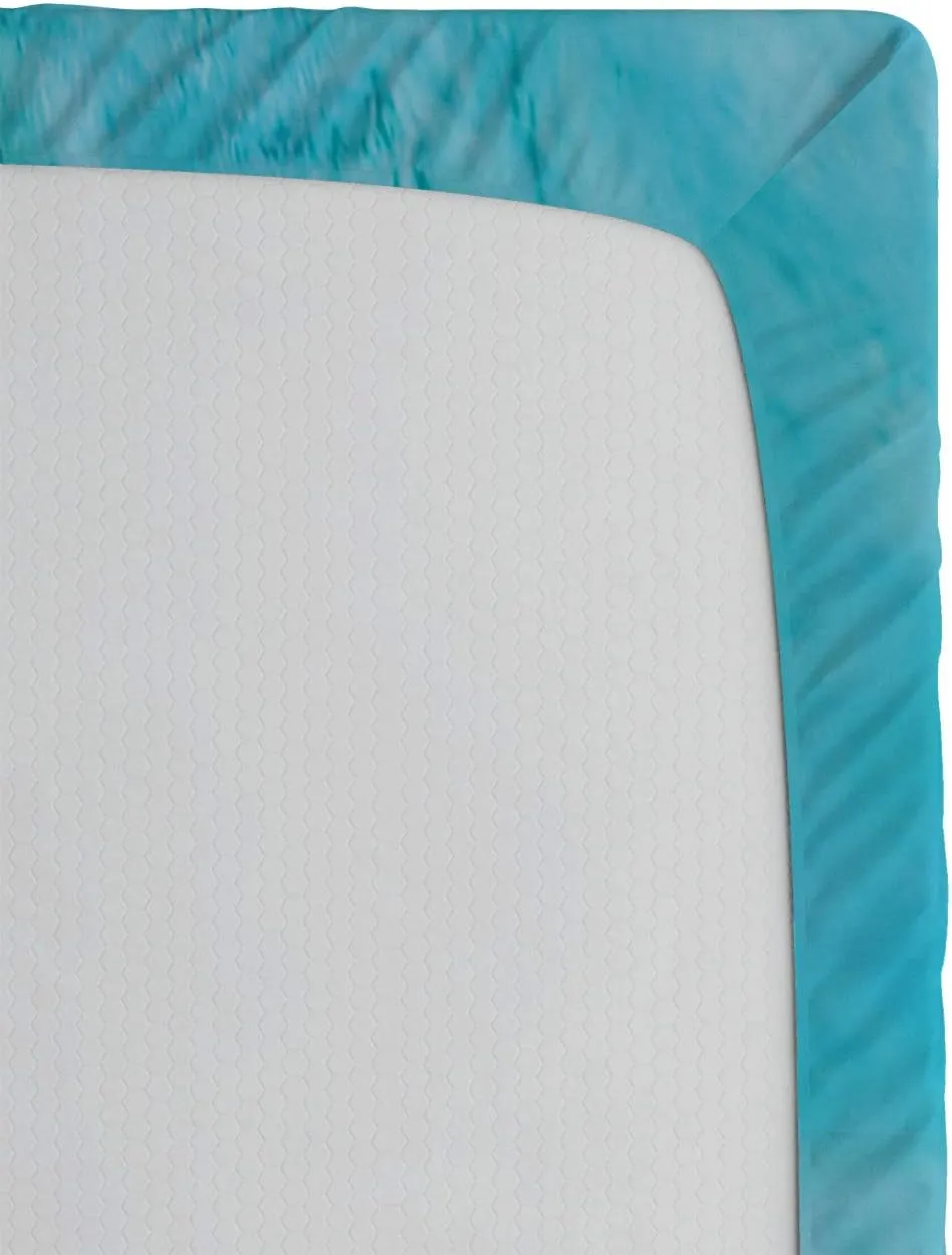 Lunarable Ocean Fitted Sheet, Corals Fishes Jellyfish Scatefish Starfish in Shallow Underwater, Bed Cover with All-Round Elastic Deep Pocket for Comfort, Twin Size, Pale Blue Purple