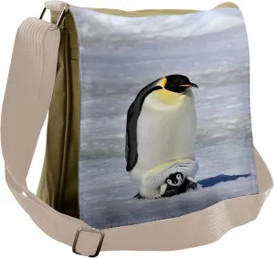 Lunarable Penguin Messenger Bag, Antarctica Wildlife Birds, Unisex Cross-body