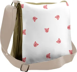 Lunarable Pig Messenger Bag, Animals in Hayfield Husbandry, Unisex Cross-body
