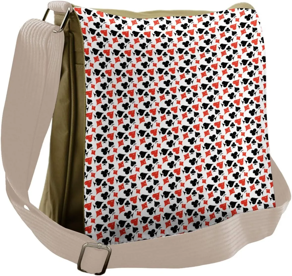 Lunarable Poker Messenger Bag, Grungy Effect Gambling Theme, Unisex Cross-body
