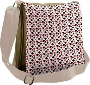 Lunarable Poker Messenger Bag, Grungy Effect Gambling Theme, Unisex Cross-body
