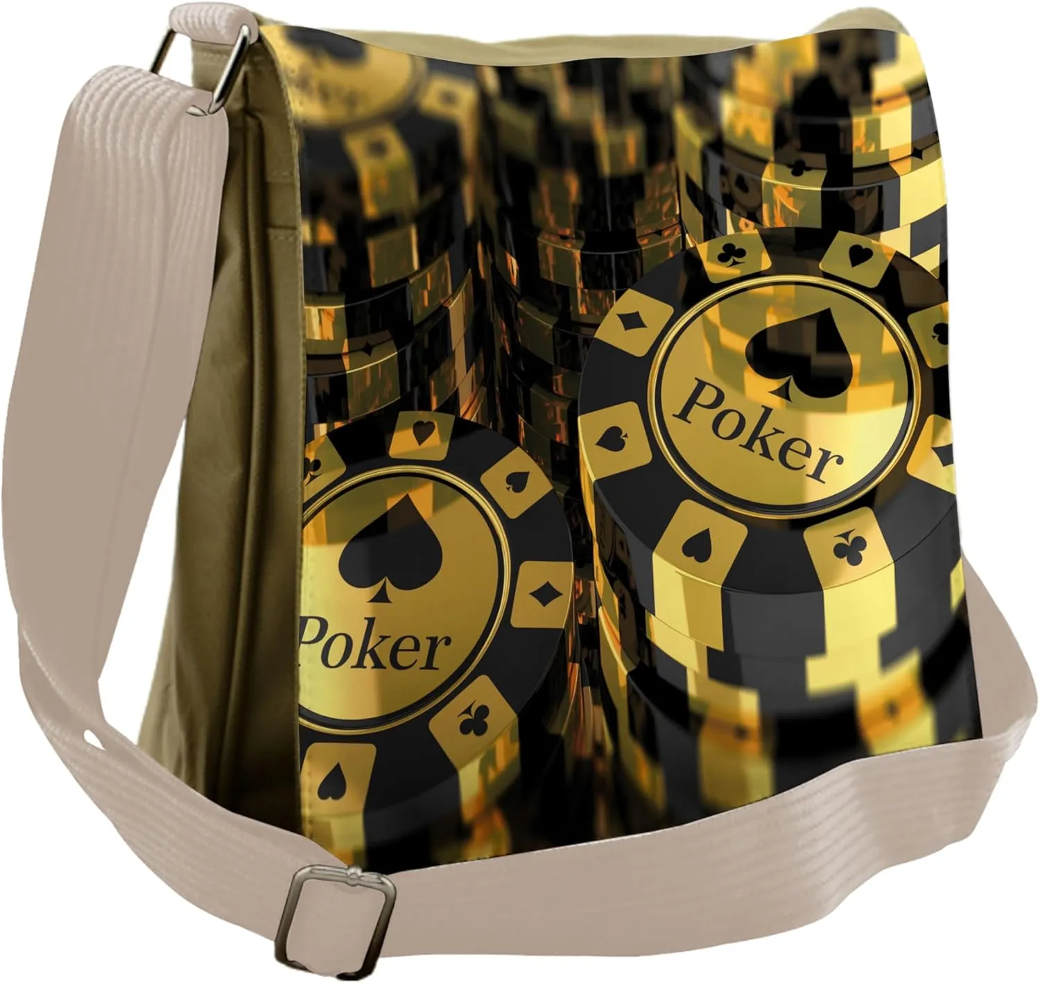 Lunarable Poker Tournament Messenger Bag, Gambling Club, Unisex Cross-body