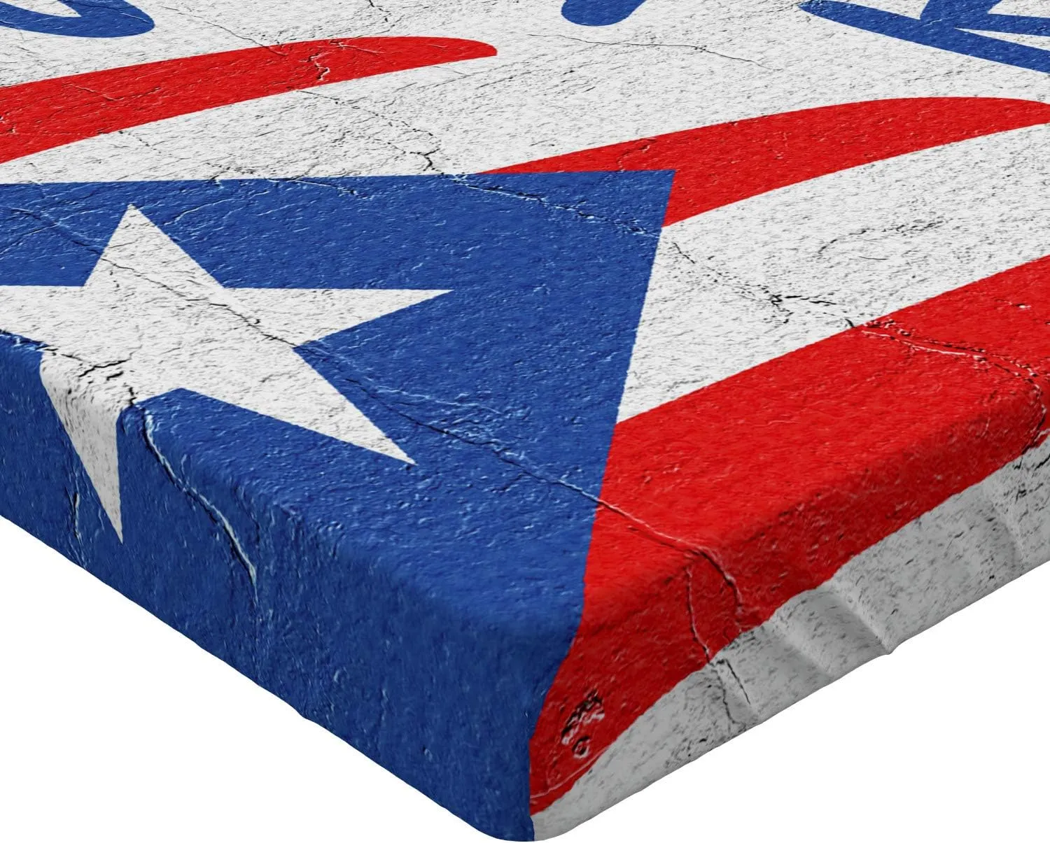 Lunarable Puerto Rico Fitted Sheet, Hand Drawn Flag and Lettering Weathered Background, Bed Cover with All-Round Elastic Deep Pocket for Comfort, Twin Size, Grey Vermilion