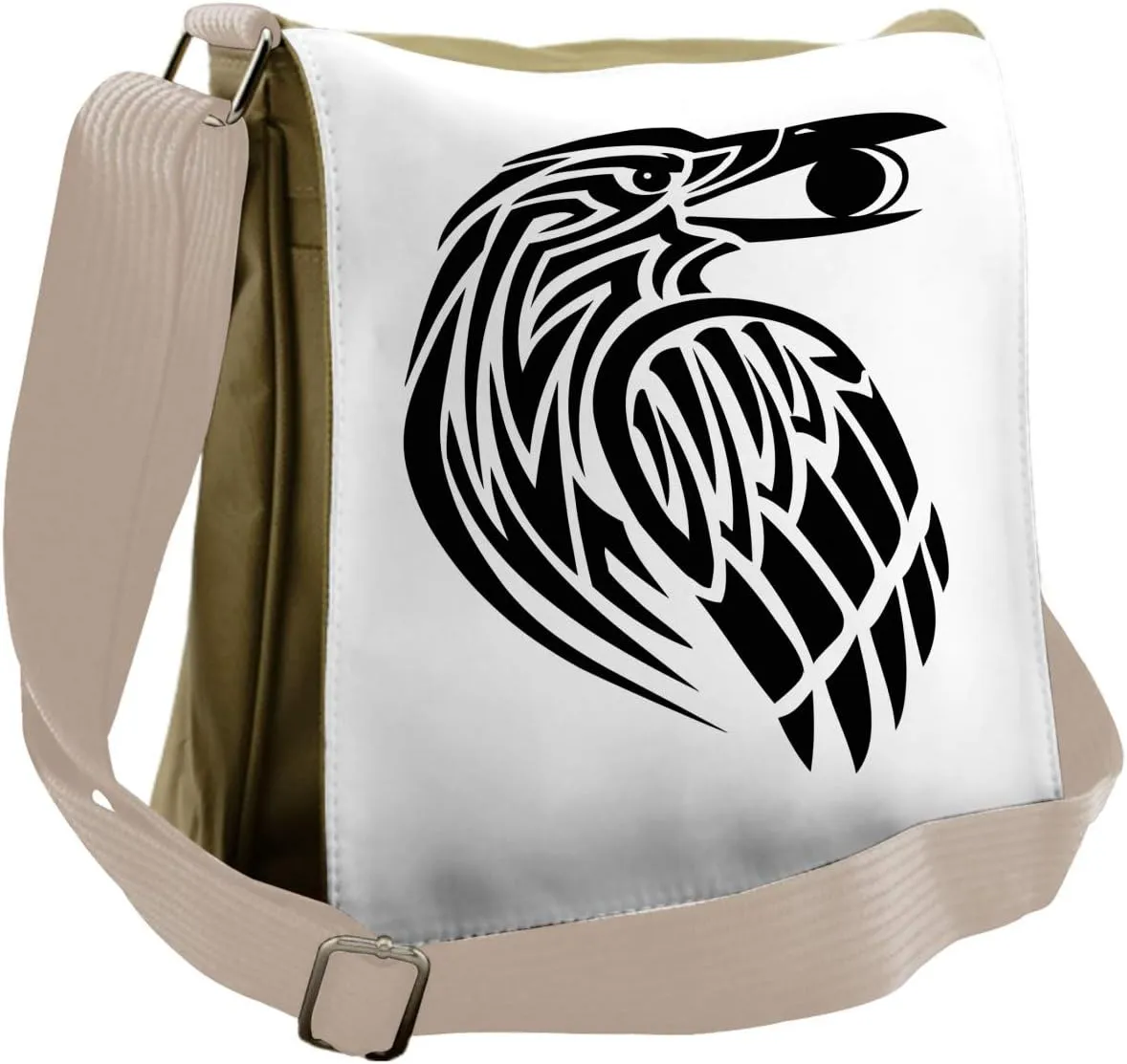 Lunarable Raven Messenger Bag, Mythological Tribal, Unisex Cross-body