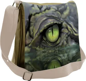 Lunarable Reptile Messenger Bag, Wild Crocodile Sketch Eye, Unisex Cross-body