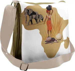 Lunarable Savannah Messenger Bag, Local Lady Pottery Print, Unisex Cross-body