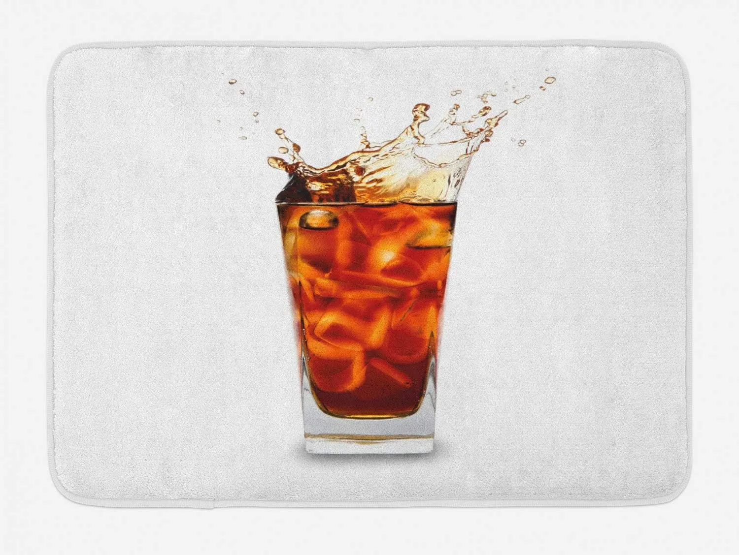 Lunarable Soda Bath Mat, Coke Glass with Ice Cubes Fresh Summer Cold Drinks Beverage Cocktail Juice, Plush Bathroom Decor Mat with Non Slip Backing, 30.2" x 20", Vermilion Maroon White