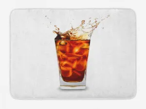 Lunarable Soda Bath Mat, Coke Glass with Ice Cubes Fresh Summer Cold Drinks Beverage Cocktail Juice, Plush Bathroom Decor Mat with Non Slip Backing, 30.2" x 20", Vermilion Maroon White