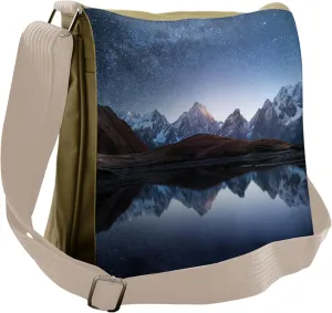 Lunarable Star Messenger Bag, Mountainscape Milky Way Night, Unisex Cross-body