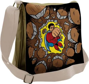 Lunarable Superhero Messenger Bag, Strong Man Success Heroic, Unisex Cross-body