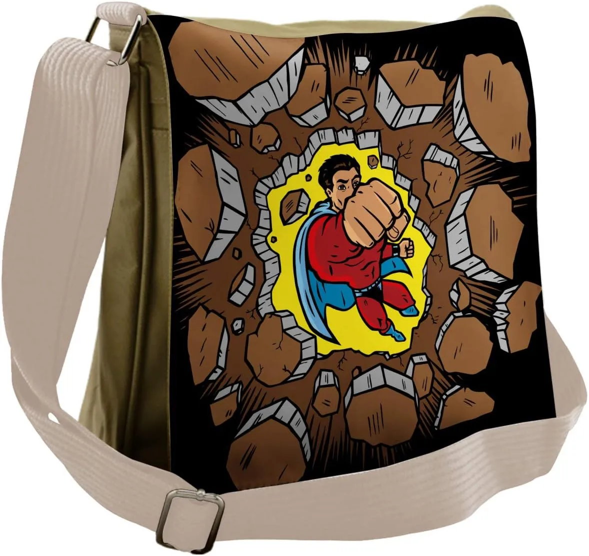 Lunarable Superhero Messenger Bag, Strong Man Success Heroic, Unisex Cross-body