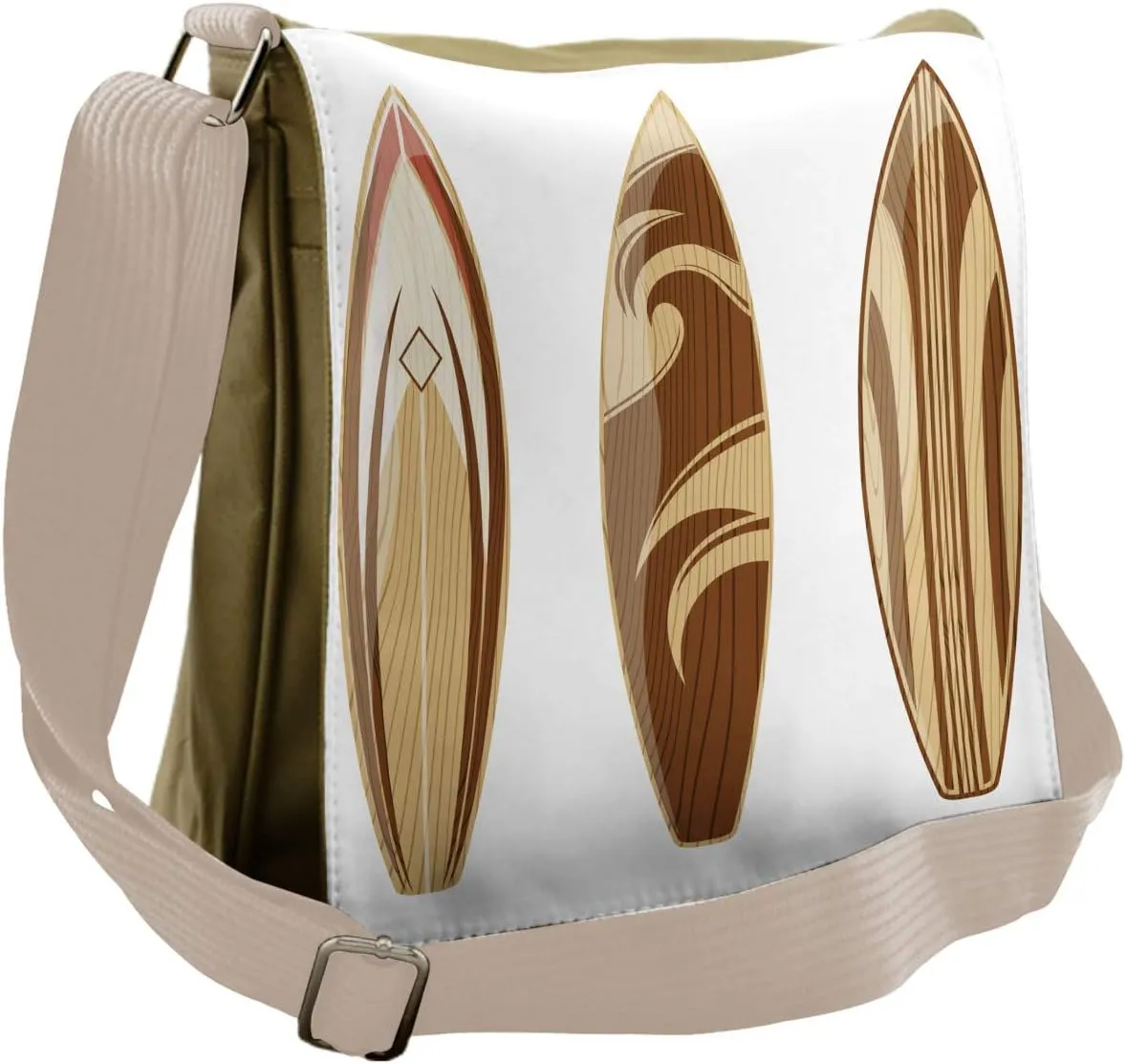 Lunarable Surfboard Messenger Bag, Wooden Boards Adventure, Unisex Cross-body