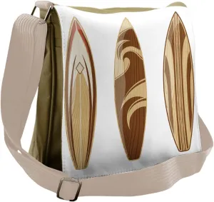 Lunarable Surfboard Messenger Bag, Wooden Boards Adventure, Unisex Cross-body