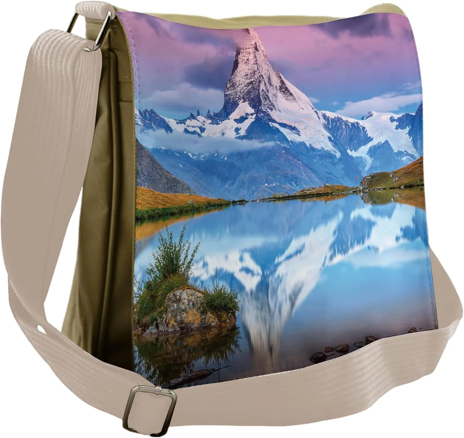 Lunarable Surreal Messenger Bag, Mountain Reflection Lake, Unisex Cross-body