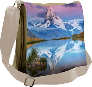 Lunarable Surreal Messenger Bag, Mountain Reflection Lake, Unisex Cross-body