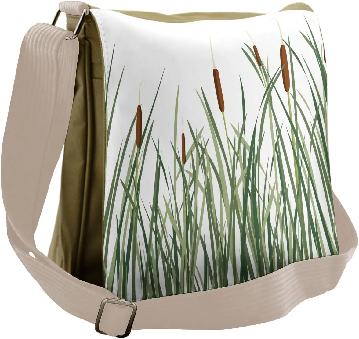 Lunarable Swamp Messenger Bag, Spring Season Water Reeds, Unisex Cross-body