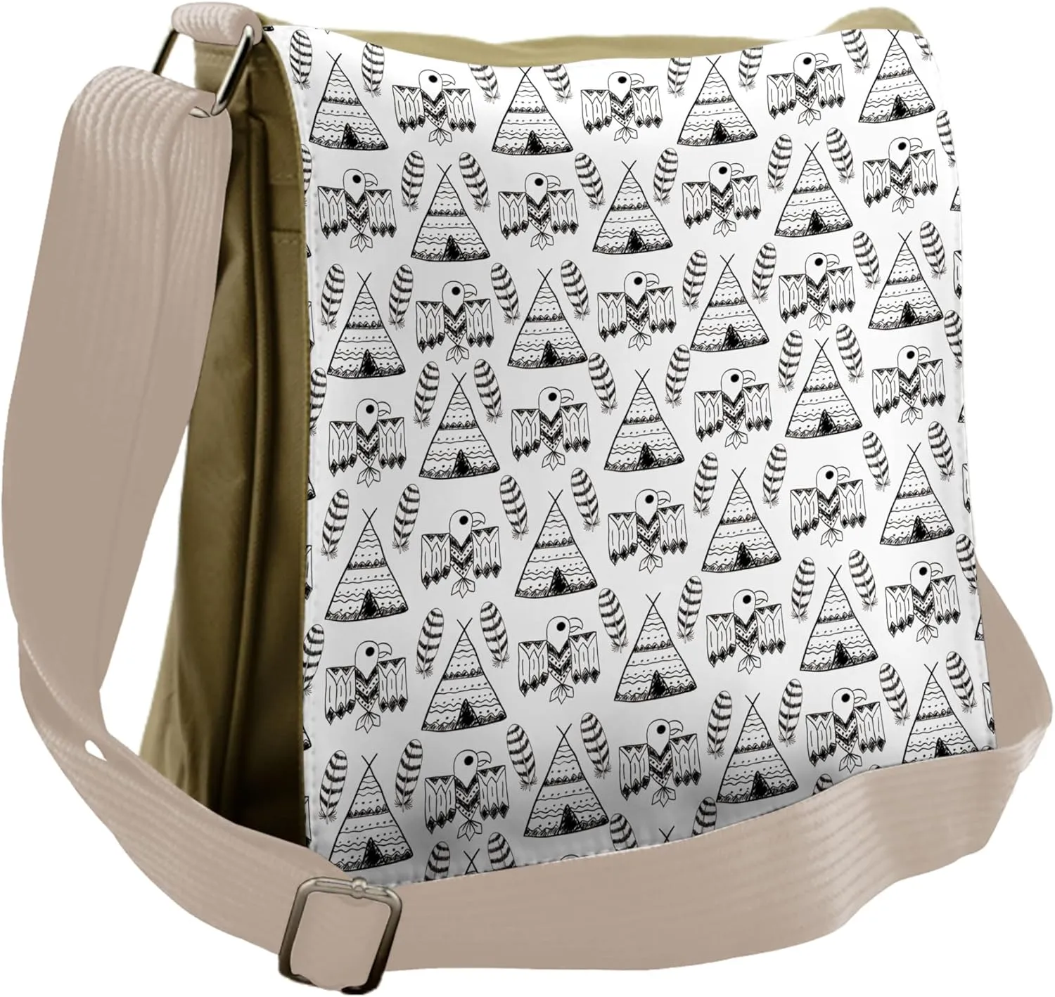 Lunarable Tribal Messenger Bag, Nomadic Tent Eagle, Unisex Cross-body
