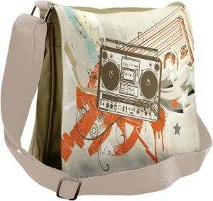Lunarable Urban Messenger Bag, Boom Box Illustration Urban, Unisex Cross-body
