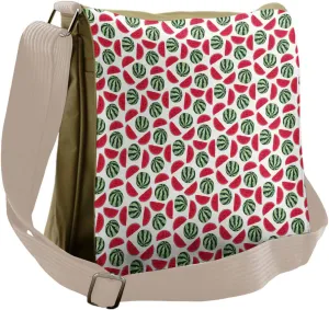 Lunarable Watermelon Messenger Bag, Vitamin Sources Cartoon, Unisex Cross-body
