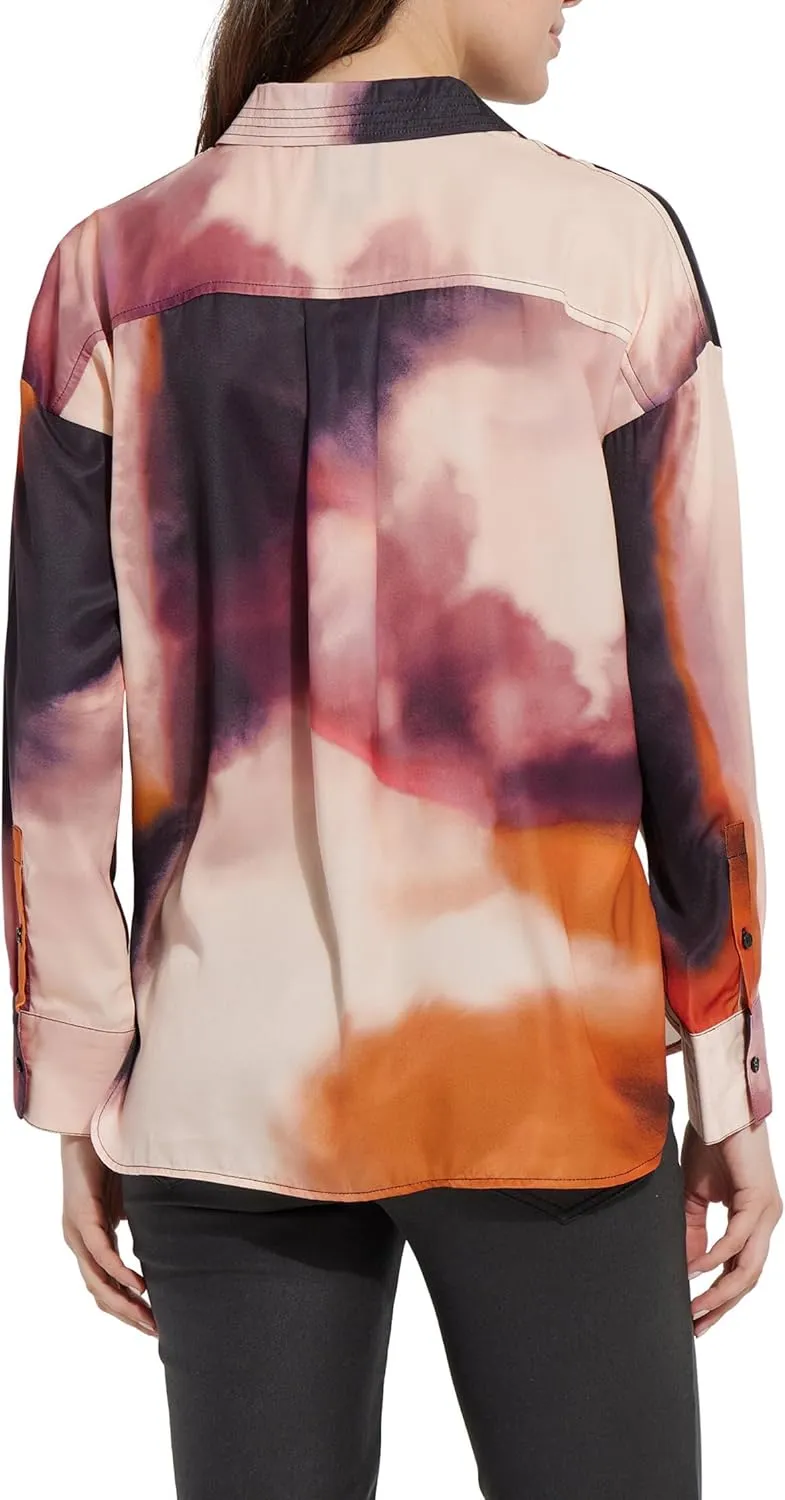 Lysse Printed Stitched Satin Shirt