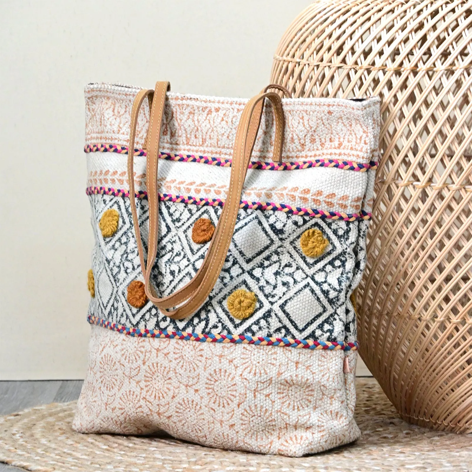 MAIZE - BLOCK PRINT TOTE  BAG