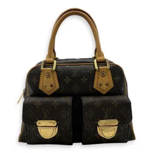 Manhattan PM Top handle bag in Monogram coated canvas, Gold Hardware