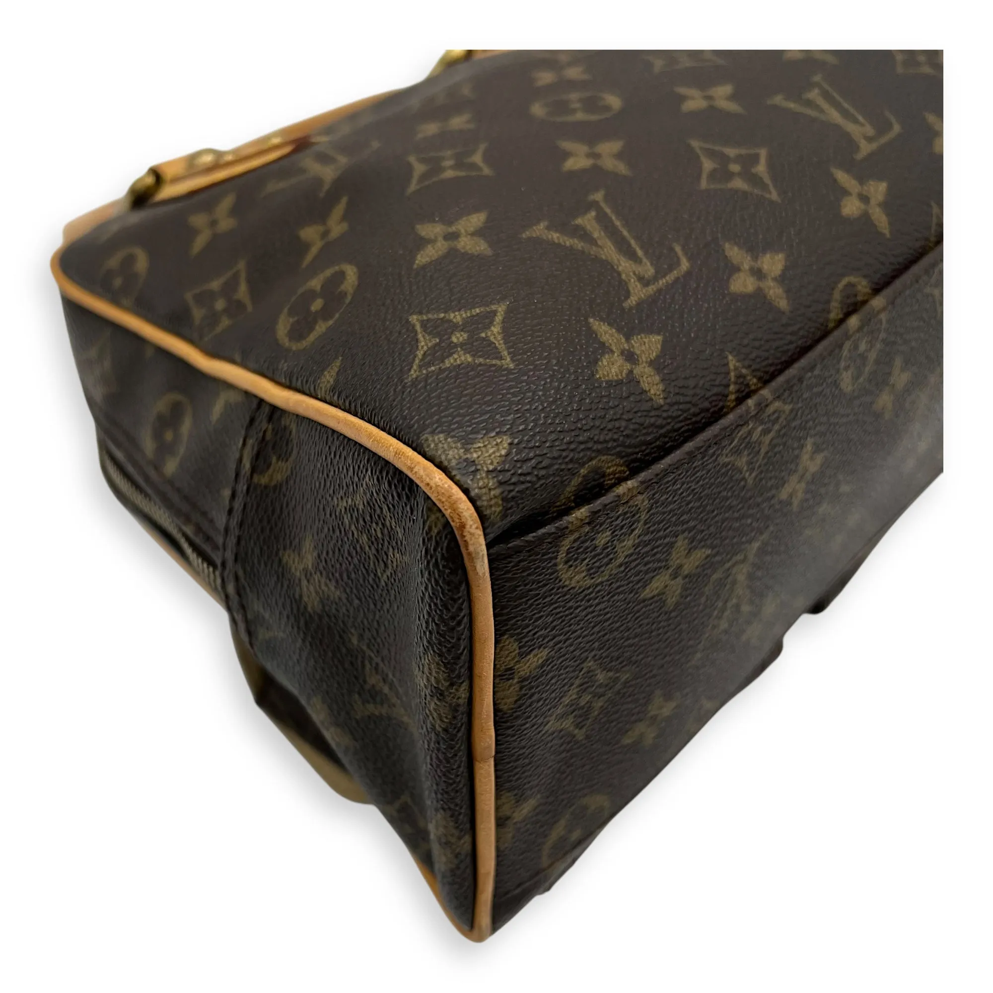 Manhattan PM Top handle bag in Monogram coated canvas, Gold Hardware