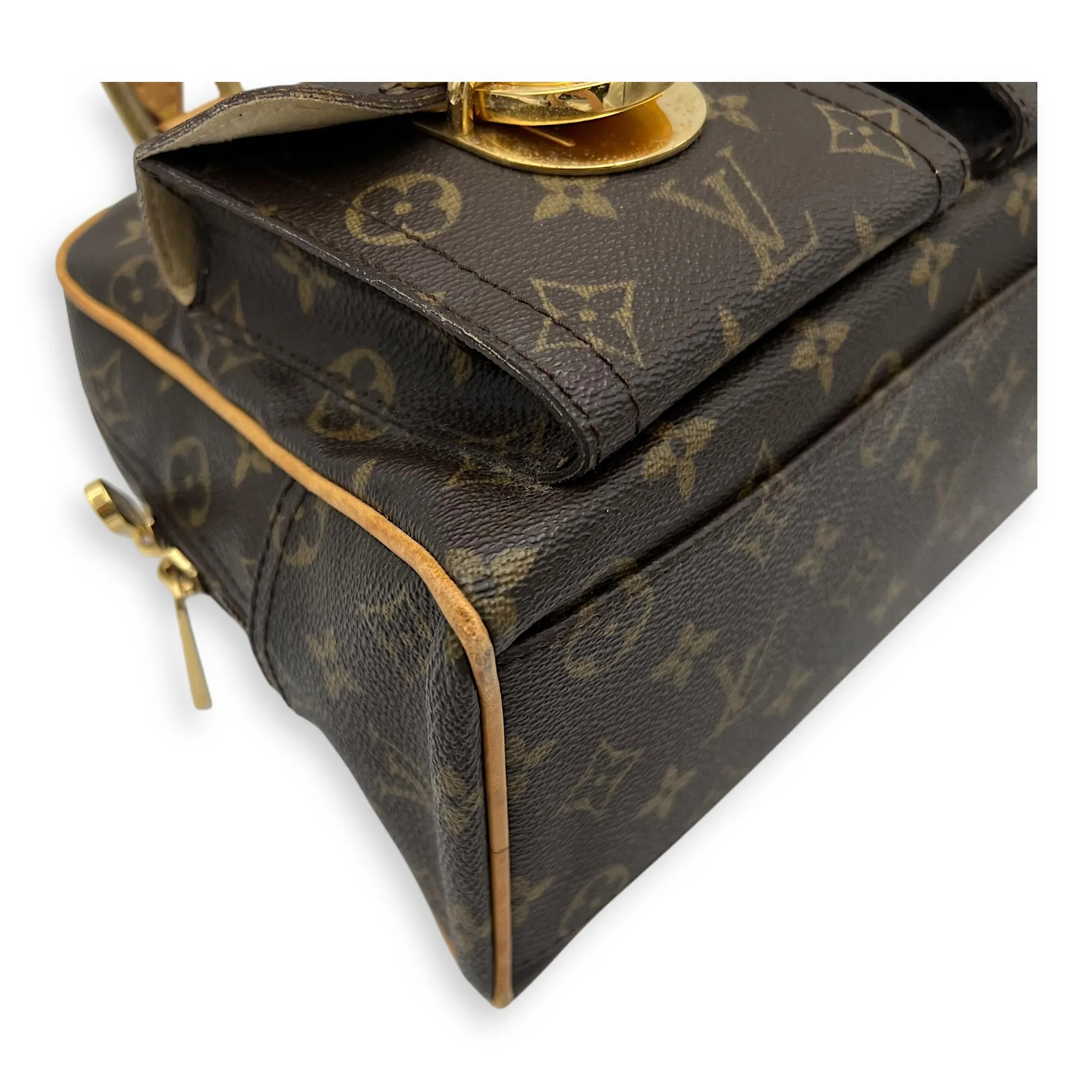 Manhattan PM Top handle bag in Monogram coated canvas, Gold Hardware