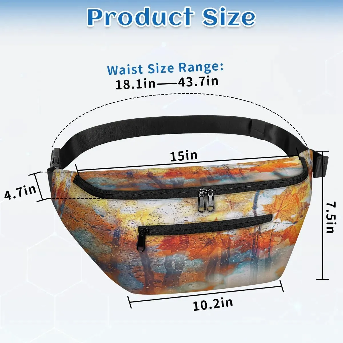 Maple Leaf Crossbody Sling Bag for Women Men Crossbody Backpack with 4 Zipper Pockets Fanny Pack Shoulder Casual Daypack for Travel Running Hiking Cycling