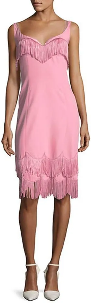 Marc Jacobs (Runway Wide-Neck Fringe-Trim Sheath Dress Size 6 Pink