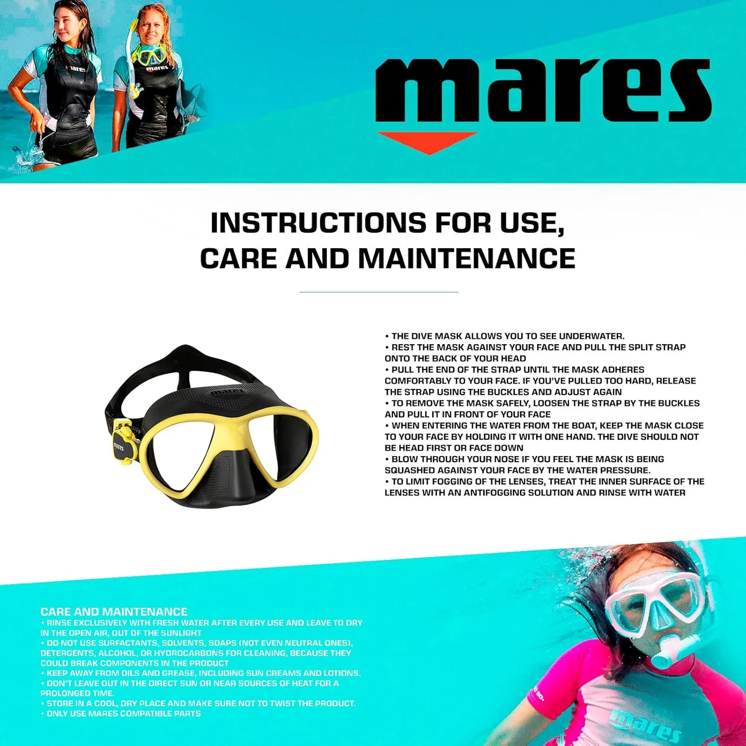Mares Unisex Adult X-Free Anti-Glare Double Lens Low Volume Scuba Diving Mask
