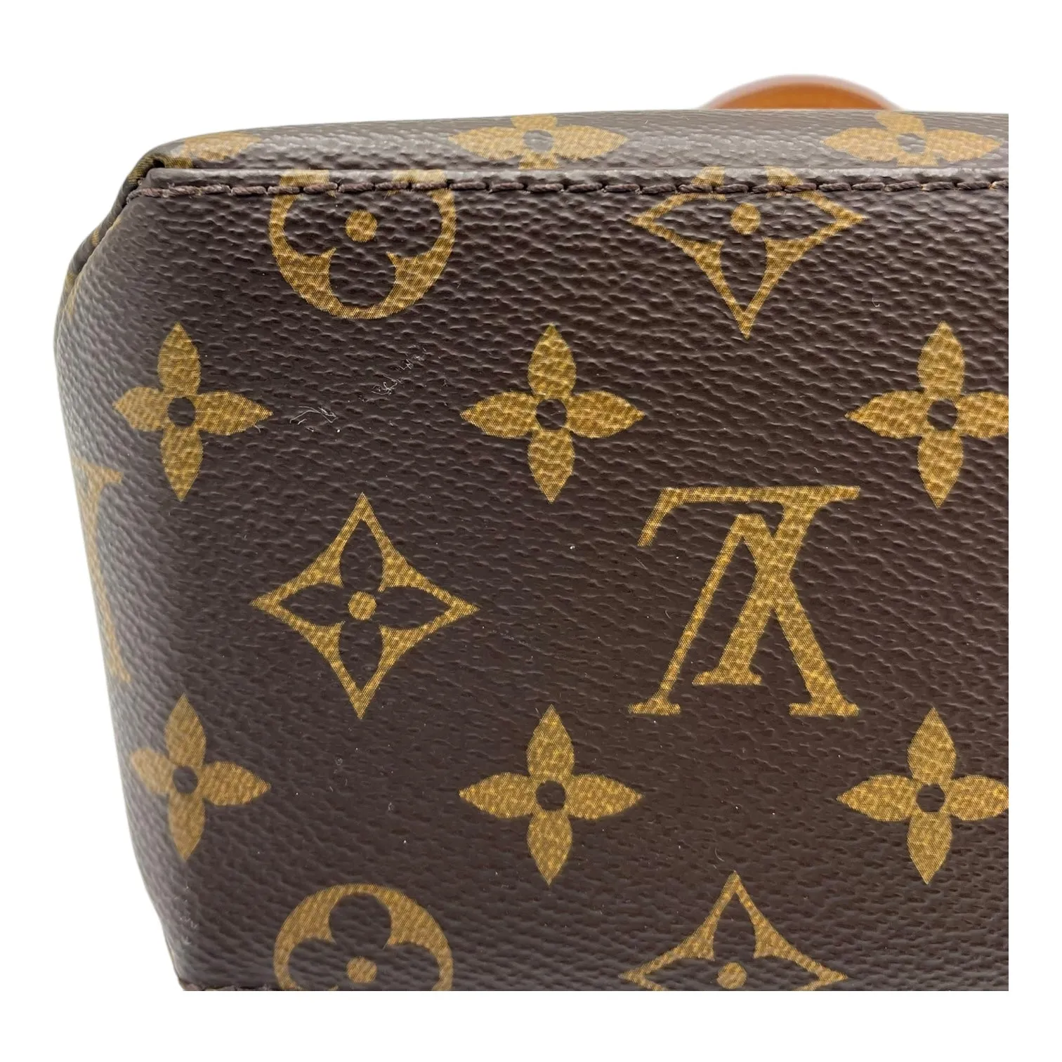 Marignan Top Handle Bag Brown in Monogram Coated Canvas, Gold hardware