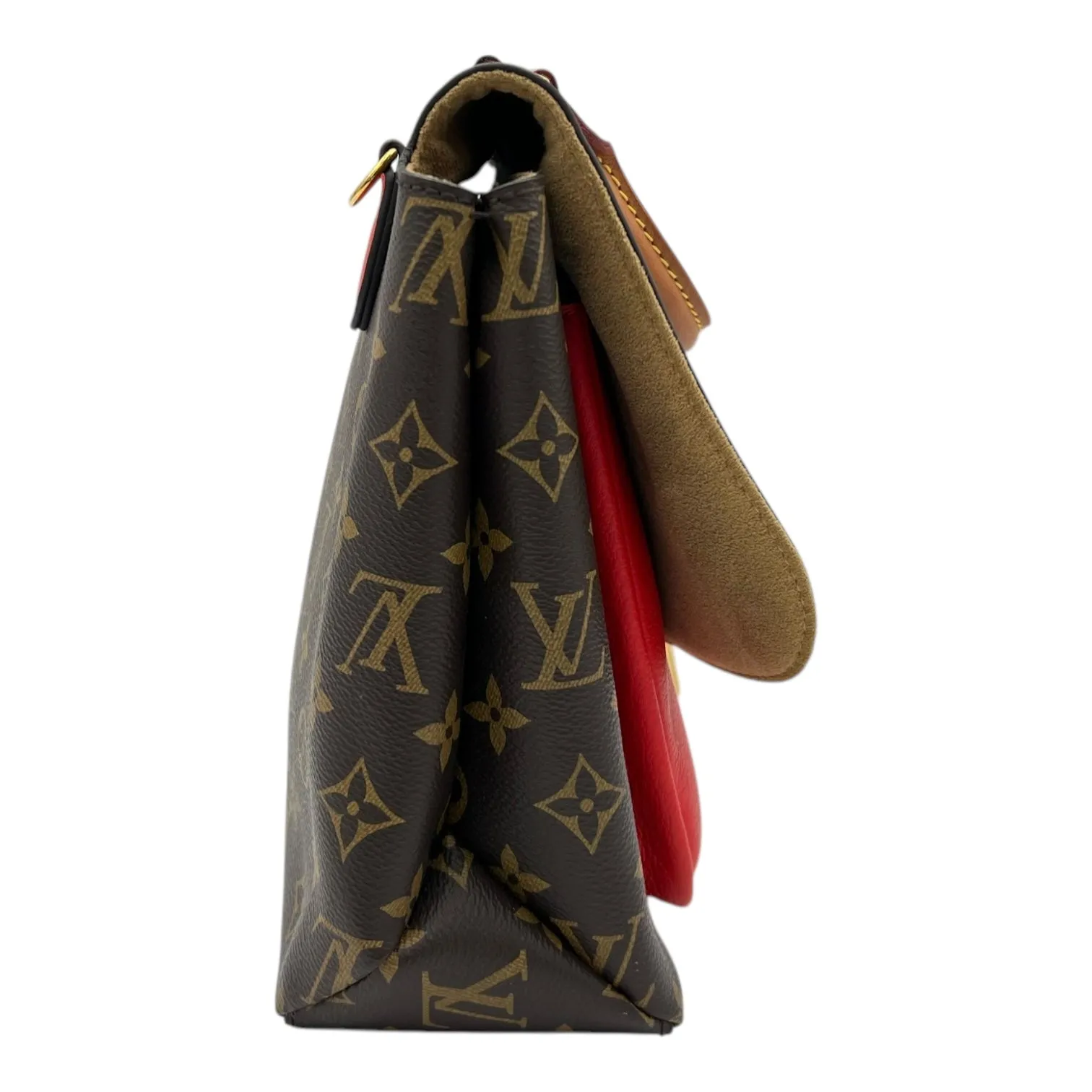 Marignan Top Handle Bag Brown in Monogram Coated Canvas, Gold hardware