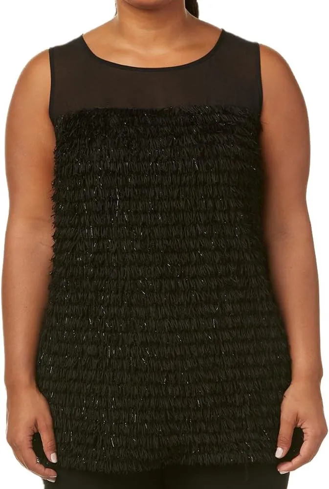 Marina Rinaldi Women's Bilbao Fringe Blouse, Black