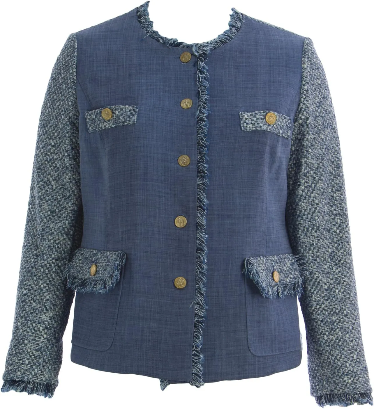 Marina Rinaldi Women's Centuria Fringe Wool Jacket Blue