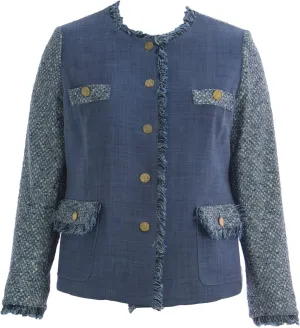 Marina Rinaldi Women's Centuria Fringe Wool Jacket Blue