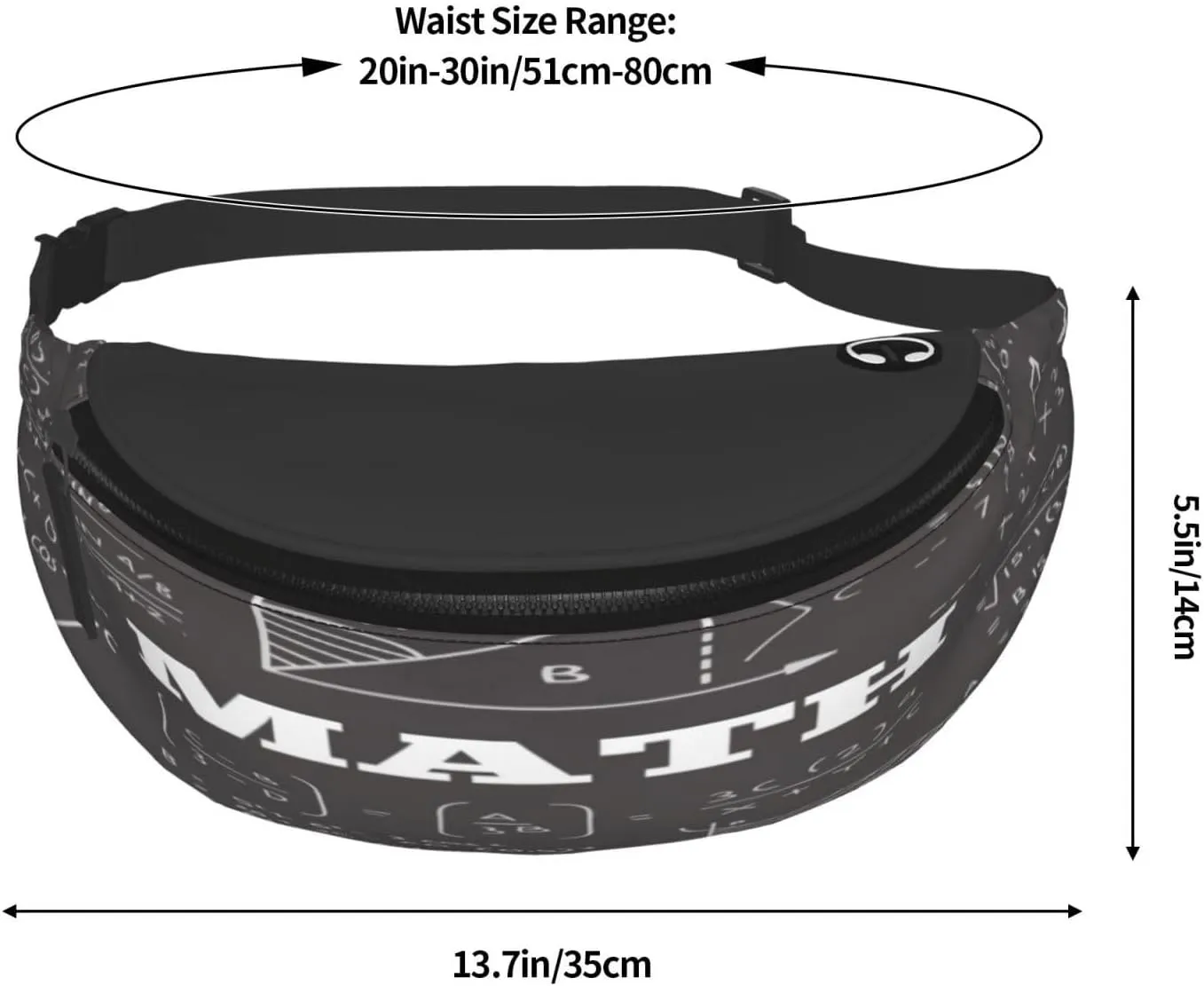 Math Chalkboard Teach Fanny Pack, Crossbody Waist Packs for Women Men Waist Bags with Adjustable Strap for Travel Running Hiking Sport