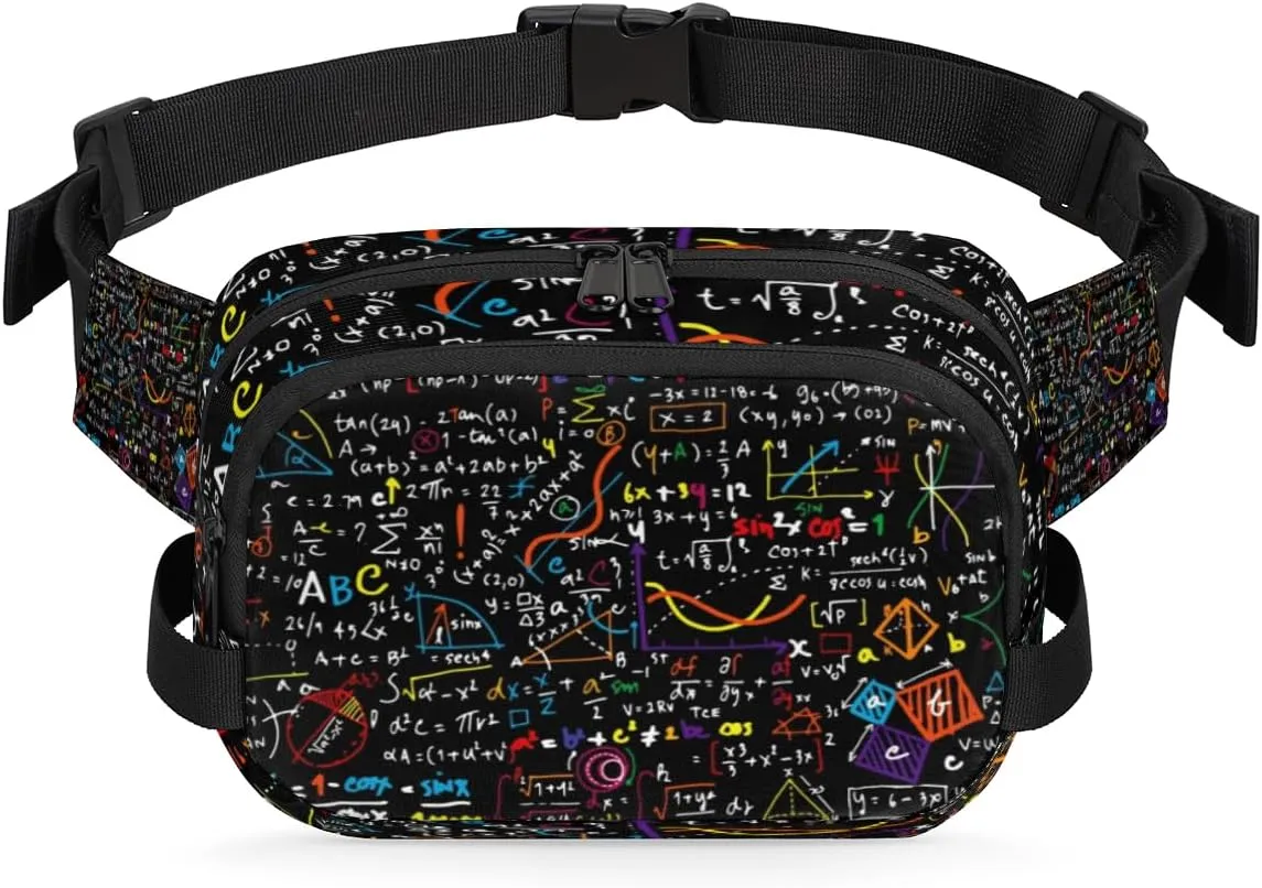 Math Education Fanny Pack for Men Women Waterproof Belt Bag Cross Body Sling Bag with Adjustable Strap Fashion Waist Bag for Travel Running Hiking Workout Shoulder Bag