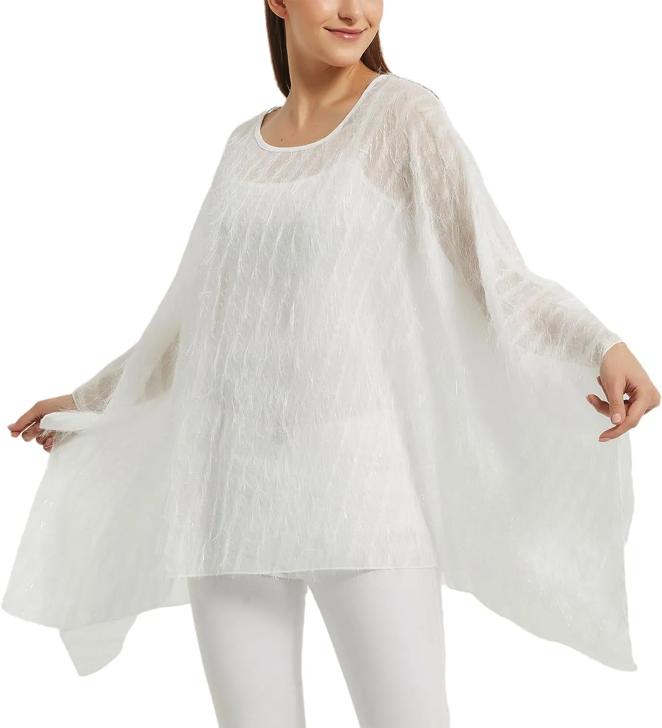 Max Hsuan Women’s Solid Sequin Fringe Tassel Tunic Blouse Caftan Plus Size Loose Long Pullover Sweater Tunics