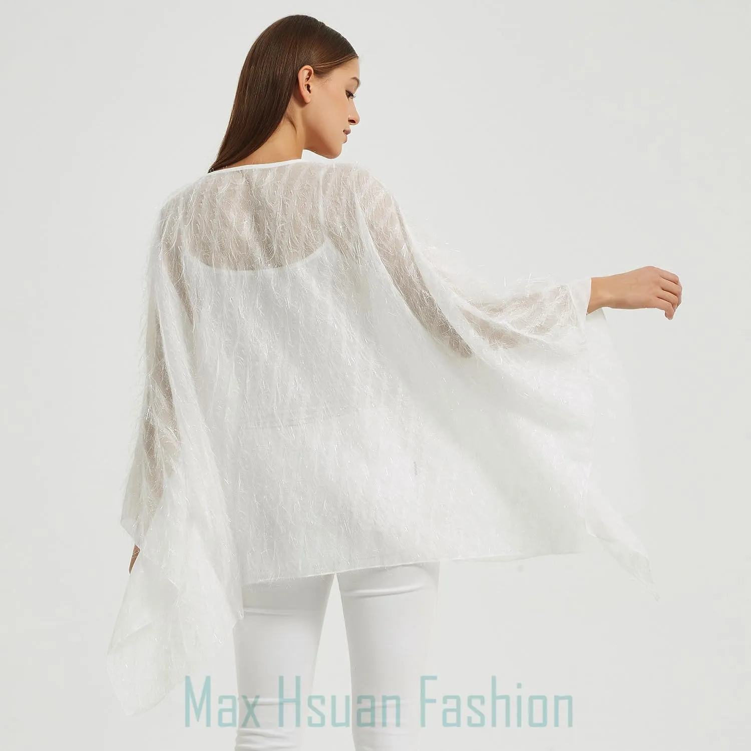 Max Hsuan Women’s Solid Sequin Fringe Tassel Tunic Blouse Caftan Plus Size Loose Long Pullover Sweater Tunics