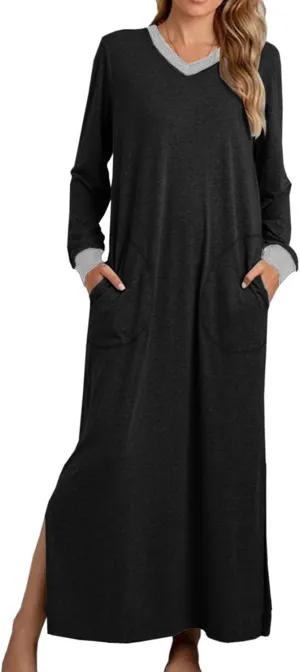 Maxi Dresses for Women 2025，Flowy Spring Dresses Modest Trendy Long Sleeve Dress Summer Beach Vacation Going Out