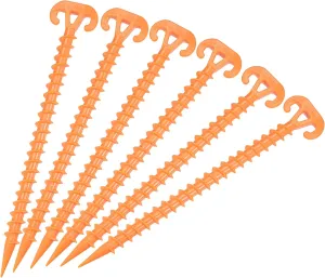 MECCANIXITY Tent Stakes Spiral Plastic Ground Pegs 28cm/11 Inch for Outdoor Camping Canopy Tarp, Orange Pack of 10
